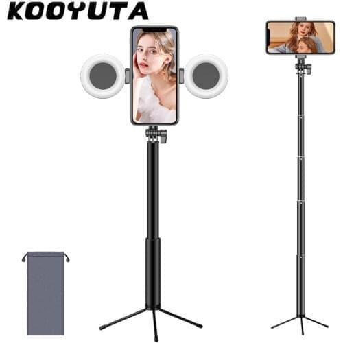 Wireless Bluetooth Selfie Stick tripod With Remote Control Extendable Monopod Tripod LED Ring light For Makeup Video Live Studio