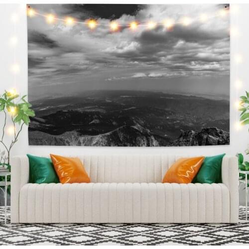 Black Sky Landscape Tapestry Vintage Exotic Summer Plant Nature Frame for Bedroom Photography Wall Decor
