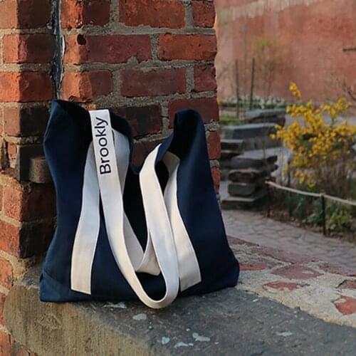 Canvas Solid Color Handbag Women Large Capacity Shoulder Bag Lady Cusual Fashion Daily Shopping Totes Big Square Simple Purse