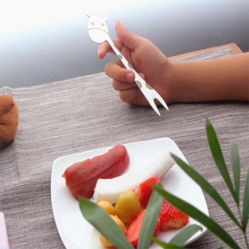 Innovative Children Tableware Cute Giraffe Shape Fruit Fork Food Grade Dinner Tool Forks Practical Gift Salad Cake Fork 4pcs/set