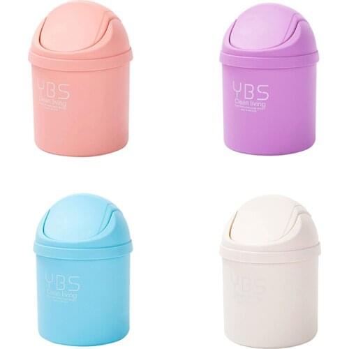 1PC Cute Mini Desktop Storage Box Waste Container Desktop Cleaning Barrel Creative Small Desk Organizer Storage Dustbins