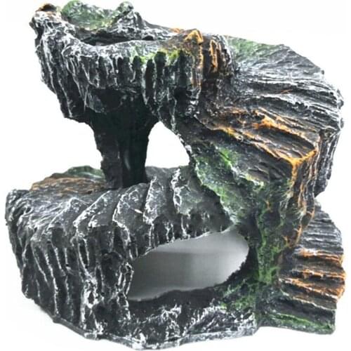 Resin Turtle Step Simulation Climbing Terrace Island Reptile Hide Point Aquarium Landscape Grey Shrimp Small Animal Shelter