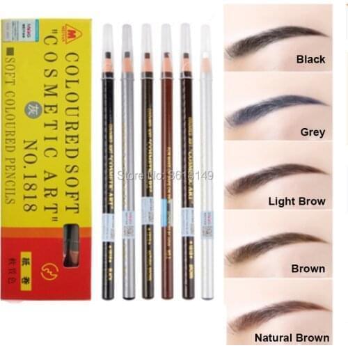 Waterproof Microblading Eyebrow Pencil Peel-off Water-Resistant Black Grey Brown Light Brown Natural Brown White Color Pencil