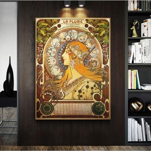 Alphonse Mucha Famous Illustration Canvas Painting Classical Nouveau Woman Posters and Prints Wall Art Pictures for Home Decor