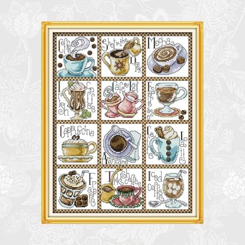 December coffee Cross-stitch Paintings Counted 14CT 11CT Printed on Canvas DIY Handmade Needlework DMC Embroidery Thread Sets