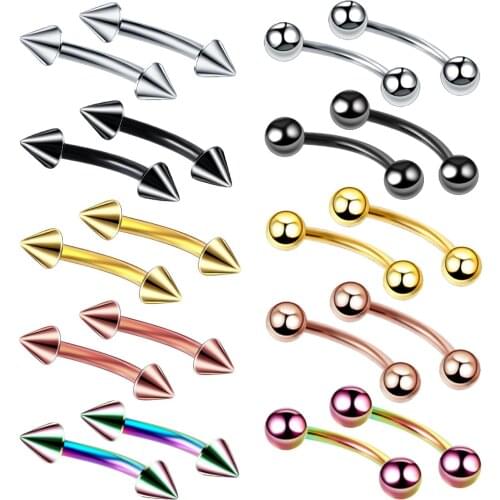 Eyebrow Ring Micro Bent Barbell Colorful Ball Latest Jewelry Stainless Steel Spike Body Piercing Jewelry
