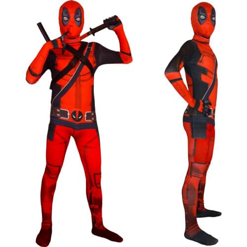 Deadpool child costume disguise miles morales adult kids suit Hats Accessories Cosplay Death Waiter Death Service Leotard Anime