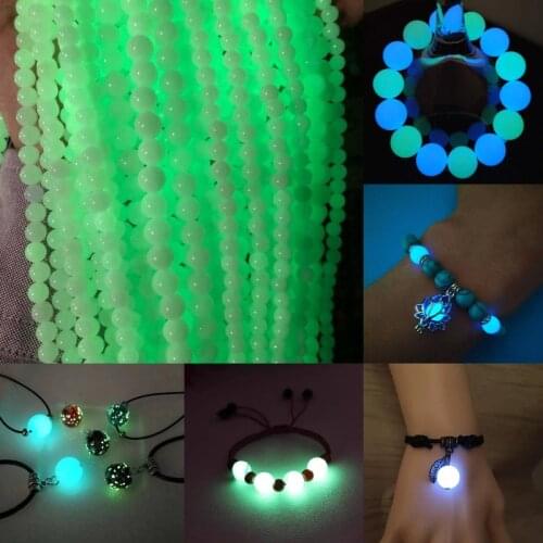 Natural Stone Luminous Glowing In the Dark Round Loose Beads for Jewelry Making Fit DIY Women Men Bracelet 6 8 10 12 mm 15 Inch