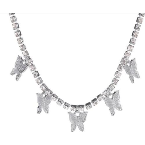 Fashion butterfly small pendant shiny ladies jewelry necklace