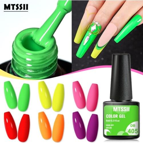 Mtssii Neon Gel Polish Varnishes Hybrid Nails For Manicure 5ml Semi Permanent Soak off Enamel Gel Polish UV Gel Nail Polish