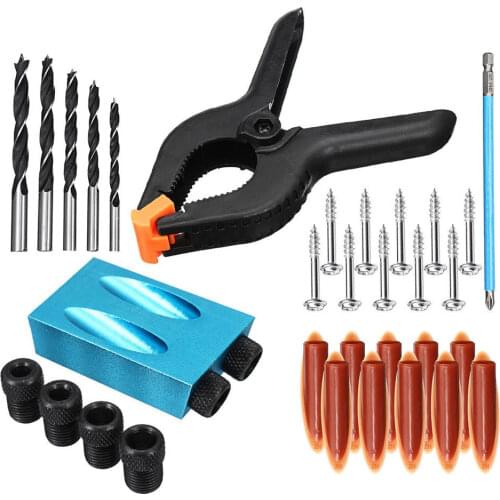 Drill pro 34pcs Pocket Hole Jig Step Drill Kit Woodworking Carpentry Woodworking Tool