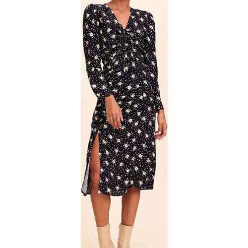 2020 spring summer new Women Midi dress French elegant ladies Drawstring Asymmetric Retro Dress female holiday sweet clothes IJN