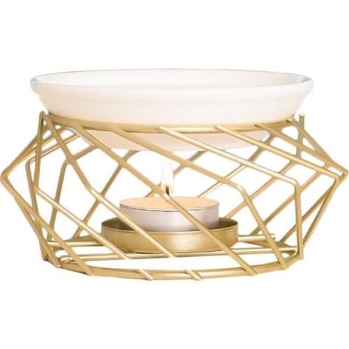 QX2E Essential Oil Burner Candle Holder Hollow Geometric Aromatherapy Wax Melter Burner Candlestick Censer