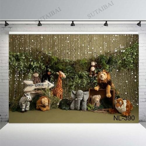 Jungle Safari Backdrop Photography Baby Shower Jungle Forest Animals Party Decoration Background for Photographic Photo Studio
