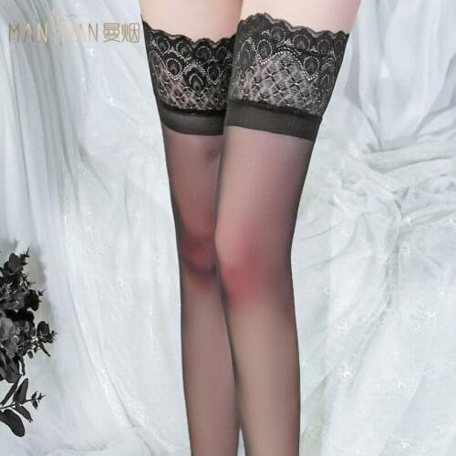 Sexy underwear sexy lace peacock stockings silicone anti-slip stockings shiny highlights