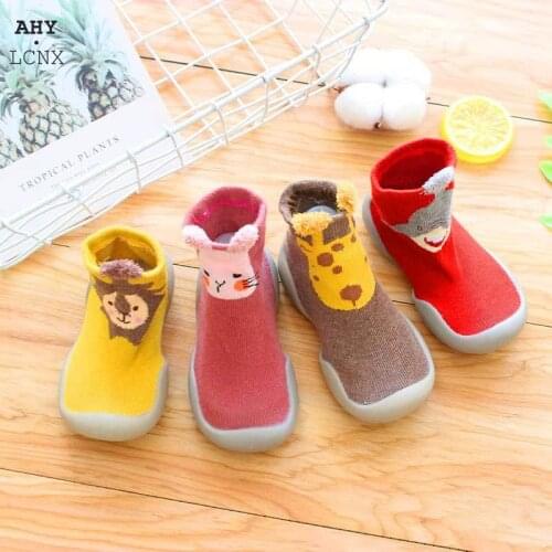 Spring Summer Autumn Toddler Baby Socks Shoes Knitted Cartoon Animal Floor Rubber Soles Newborn Infant Anti-slip Indoor Socks