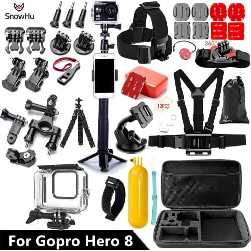 SnowHu for Gopro Hero 8 Black set 45M Underwater Waterproof Case Camera Diving Housing Mount for GoPro Accessory GS93