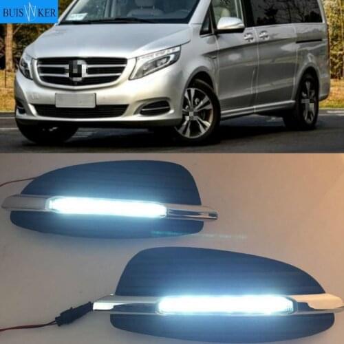 2PCS LED Daytime Running Light Car Accessories 12V DRL Fog Lamp For Mercedes Benz V-Class Vito V250 V260 2016 2017 2018