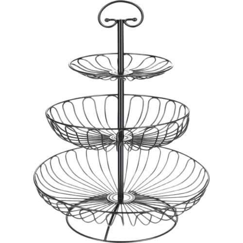 3 Layer Fruit Plate Countertop Metal Fruit Basket Retro Style Tray Rack Storage Basket Household Detachable Cake Stand