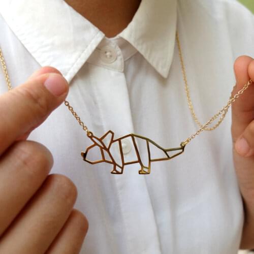 Trendy Gold Silver Color Triceratops Necklace Women Origami Statement Necklace Dinosaur Jewelry Kolye Cs Go Collares
