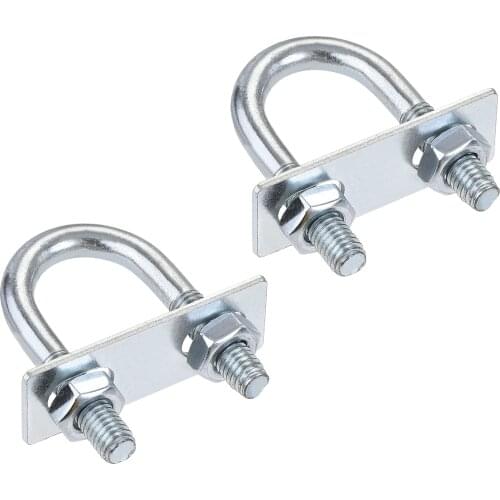 Uxcell Round U-Bolt 0.87"(22mm) Inner Width 56mm Length Steel M8 with Nut, Plate 2 Sets