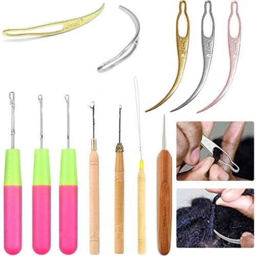 Crochet 0.5-0.75 Mm Head Bamboo Hair Weaving Crochet Braids Needles Hooks Dreadlock Tools for Braid Craft Knit Hair Styling