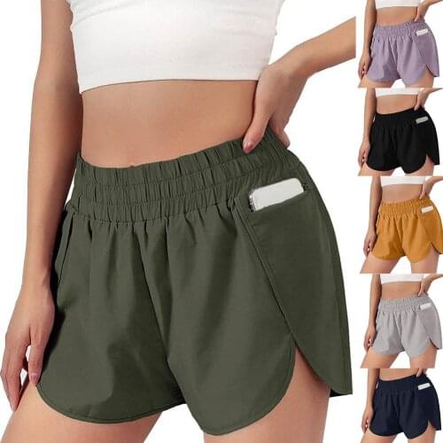 Womens High Waist Stretch Athletic Workout Active Fitness Volleyball Shorts 2 in 1 Running Double Layer Sports Shorts