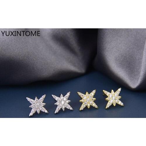 925 Sterling Silver Ear Needle Pave Crystal Star Earrings Women Simple Stud Earrings for Women Fashion Jewelry Accessories