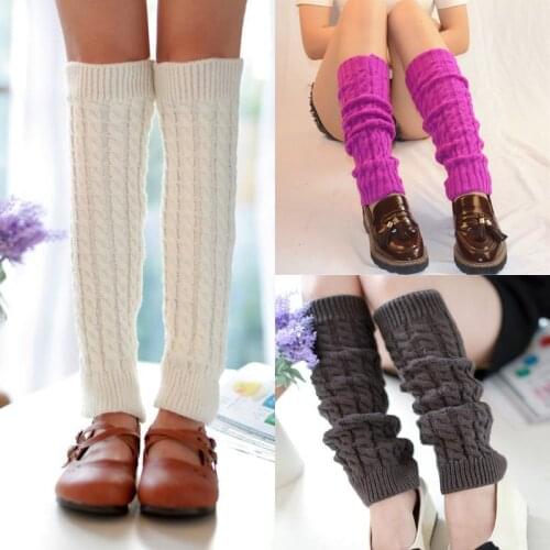 Women Winter Leg Warmers Knit Crochet Knitted Socks Knee High Boot Cuffs Girl Cute Stockings Leggings Fashion 2021 New Trend