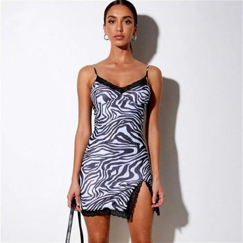 Sleeveless Mini Dress Women 2021 Summer Lace V Neck Floral Print Bodycon Split Dresses Casual Bohemian Club Sexy Dresses Female