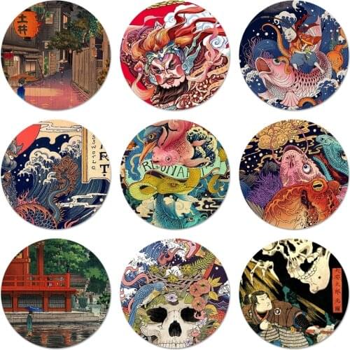 Japanese style Art Japan Icons Pins Badge Decoration Brooches Metal Badges For Backpack Decoration