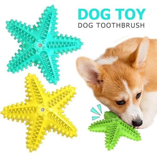 Starfish Shape Dogs Squeak Toy Molar Stick Leakage Food Nontoxic Teeth Cleaning Dog Toothbrush Durable IQ Treat Pet Supplies