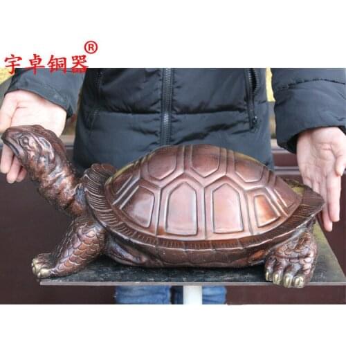 19'' China Fengshui Copper Tortoise Turtle Bronze Statue