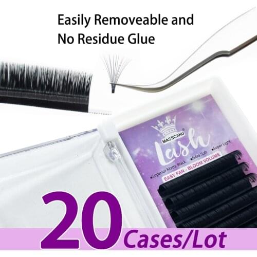 20case/lot Beat factory price handmade soft and natural deep black matte 8-20mm length mix c/d curl easy fanning eyelashes