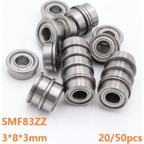 20pcs/50pcs SMF83ZZ 3x8x3mm Stainless steel bearings Mini Flange Bearings 3*8*3mm Miniature Deep groove Ball Bearing