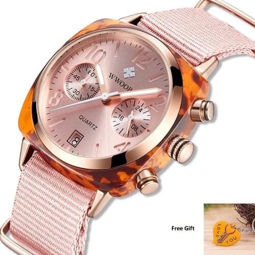 2019 WWOOR Women Watches Quartz Watch Women Nylon Strap Ladies Wrist Watch Luminous Hands Date Fashion Waterproof Wristwatch