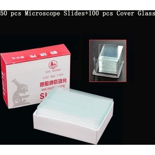 Parts 50 pcs Microscope Slides and 100 pcs Cover Glass for Preparation of Specimen Microscope Slides Glass Cover Slips