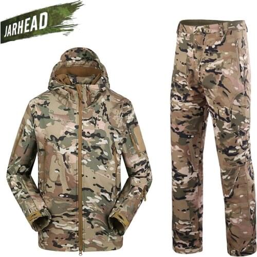 US Army Military Uniform Men Shark Skin Soft Shell Jacket Genuine Windproof Hiking Hunting Tactical TAD 4.0 Jacket Pants Suits