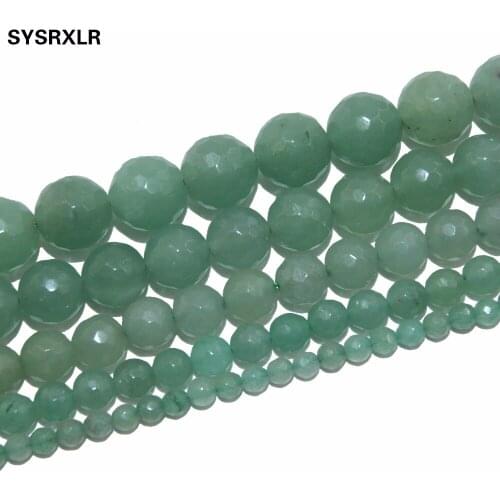 Free Shipping Faceted Green Aventurine Natural Stone Beads For Jewelry Making DIY Bracelet Necklace 4 6 8 10 12 MM Strand 15.5