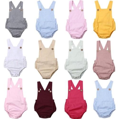 0-3Y Newborn Kids Bodysuit Baby Boy Girl Clothes Jumpsuit Sunsuit Outfits Soild Childrens Clothes Baby Summer Clothing