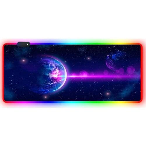 Large Mouse Pad Luminous RGB LED Lights Desktop Gamer Gaming Mouse Pad Cushion World Map sky Computer Laptop Keyboard Desk Mat