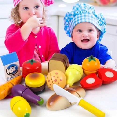 Wooden Magnetic Toys Hobbies Pretend Play Cooking Food Miniature Fruits Cutting Vegetable Condimen Educational For Children Toy