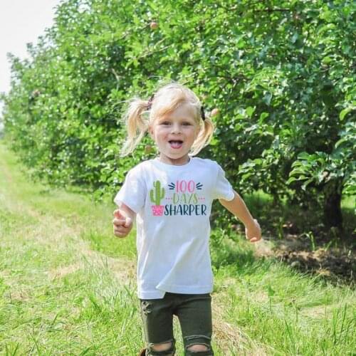 KIDS school t-shirt 100 Days Sharper girls short sleeve shirts Celebrate Day Of School kids shirts