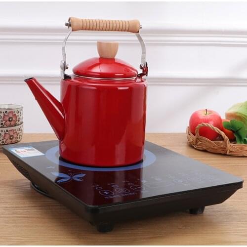 Enamel kettle, teapot, milk teapot, 1.4L flat bottom pot