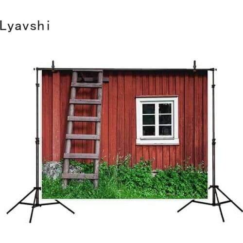 Lyavshi photographic background wood house window ladder grass nature photography backdrop photo studio prop background