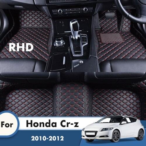 RHD Leather Car Floor Mats For Honda Cr-z 2012 2011 2010 Auto Interiors Accessories Styling Front And Rear Side Foot Rugs Cover