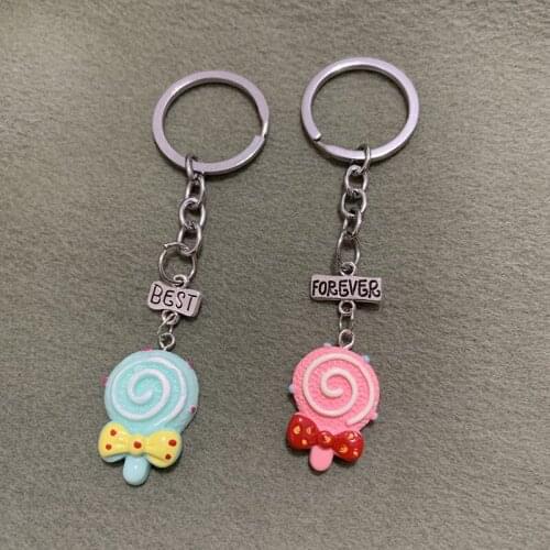 Creative Resin Lollipop Key Chains BFF Friendship Children Best Friends Forever Key Ring Best Gift For Friends Girls Boys