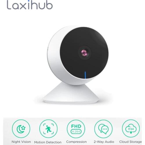 Laxihub Mini IP Camera WiFi Webcam Baby Monitor with Crying & Motion Detection, 2 Way Audio, Night Vision, Smart Home Camera