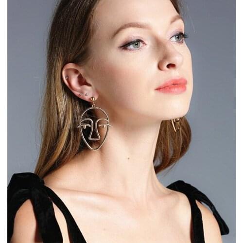 Trendy Gold & Silver Face Shape Drop Earrings For Women Gold face Shape Elegant Drop Earrings Jewelry For Women Gift