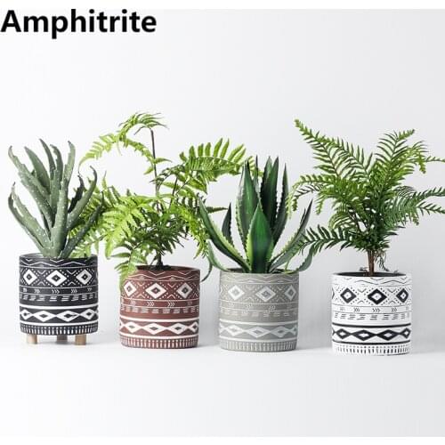 Nordic Cement Ceramic Vase Of Flowers Ethnic Style Simple Interior Pink Art Juicy Bonsai Modern Household Furniture Garden Pot